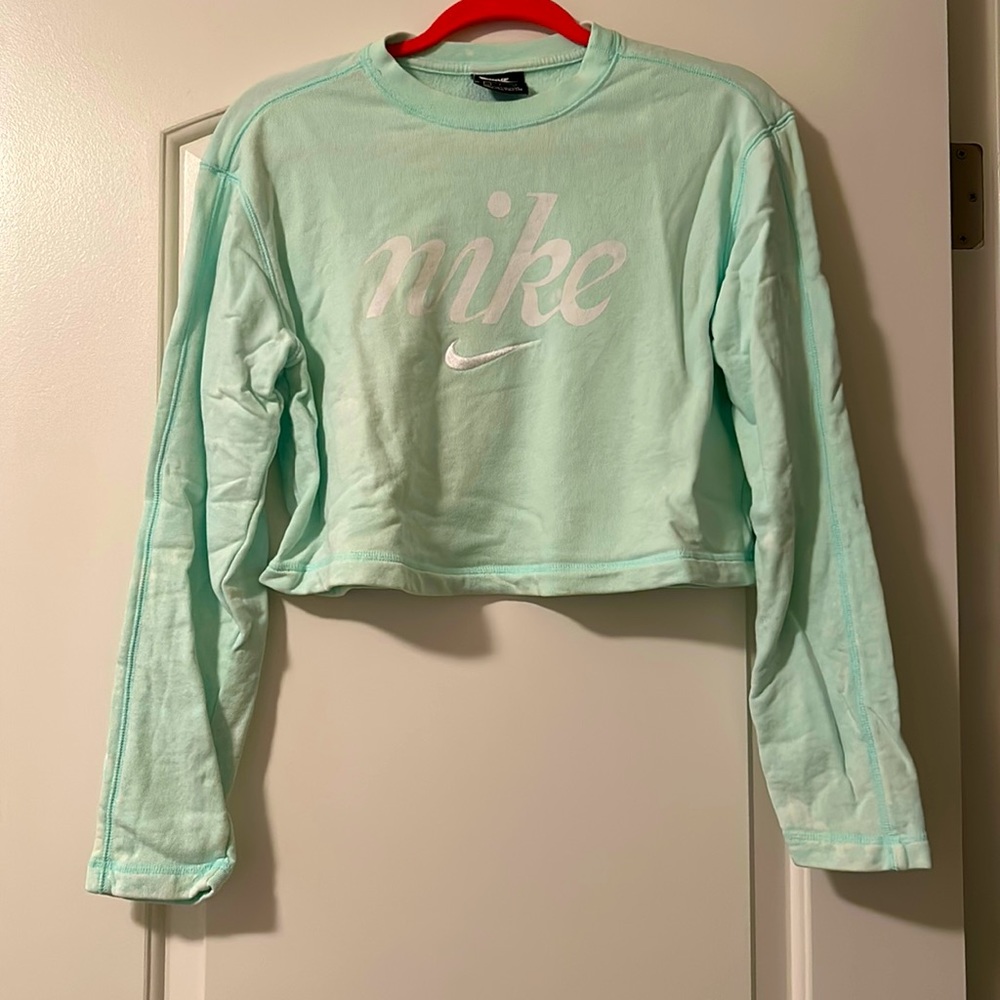 Nike Cropped Terry Sweatshirt. Light blue. Size small.